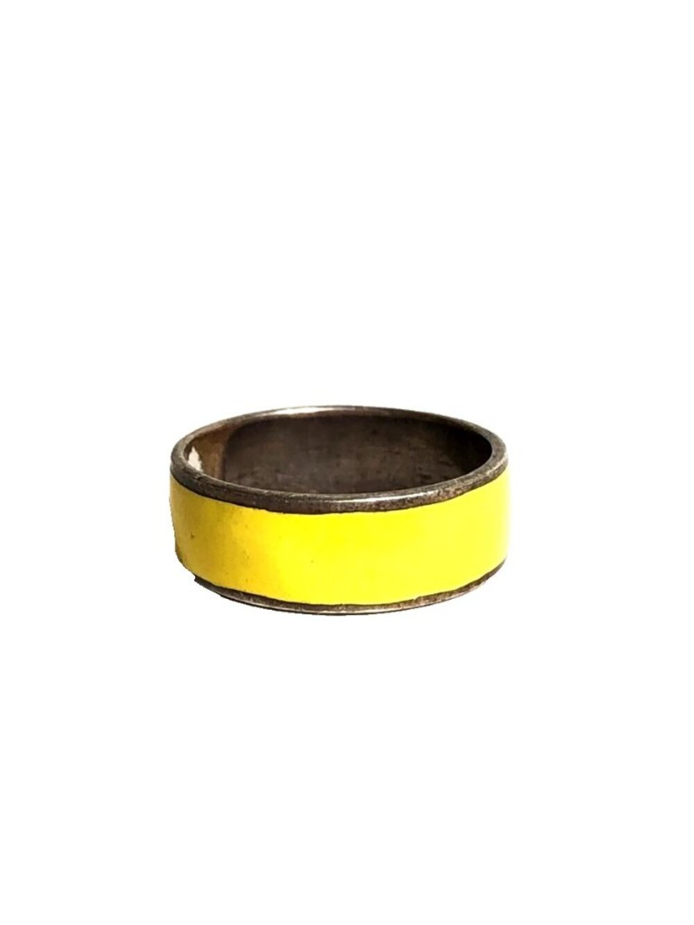 Siam Thailand Solid Yellow Enamel Sterling Silver 925 Vintage NOS Ring Band Sz 5